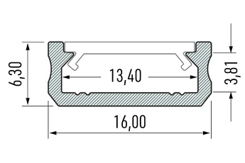 PROFIL ALUMINOWY CZARNY TYP D 1m + KLOSZ MLECZNY (D CZAR -1M)