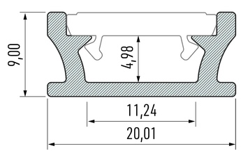 PROFIL ALUMINIOWY SREBRNY TYP T 2m + KLOSZ MLECZNY