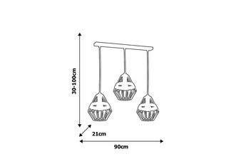Lampa wisząca CLIFF BLACK 3xE27