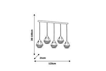 Lampa wisząca CLIFF BLACK 5xE27