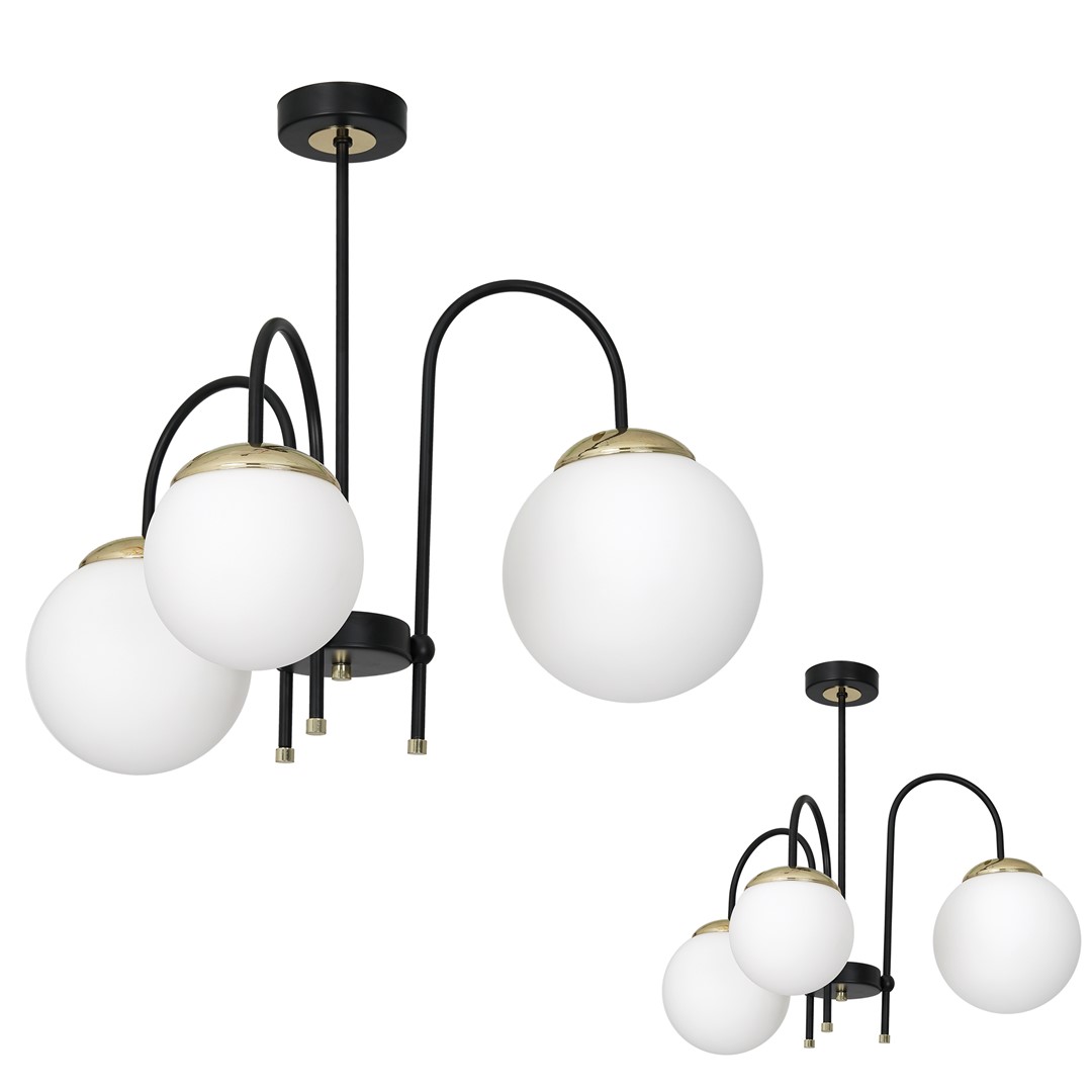 Lampa sufitowa SPARTA BLACK / GOLD 3xE14