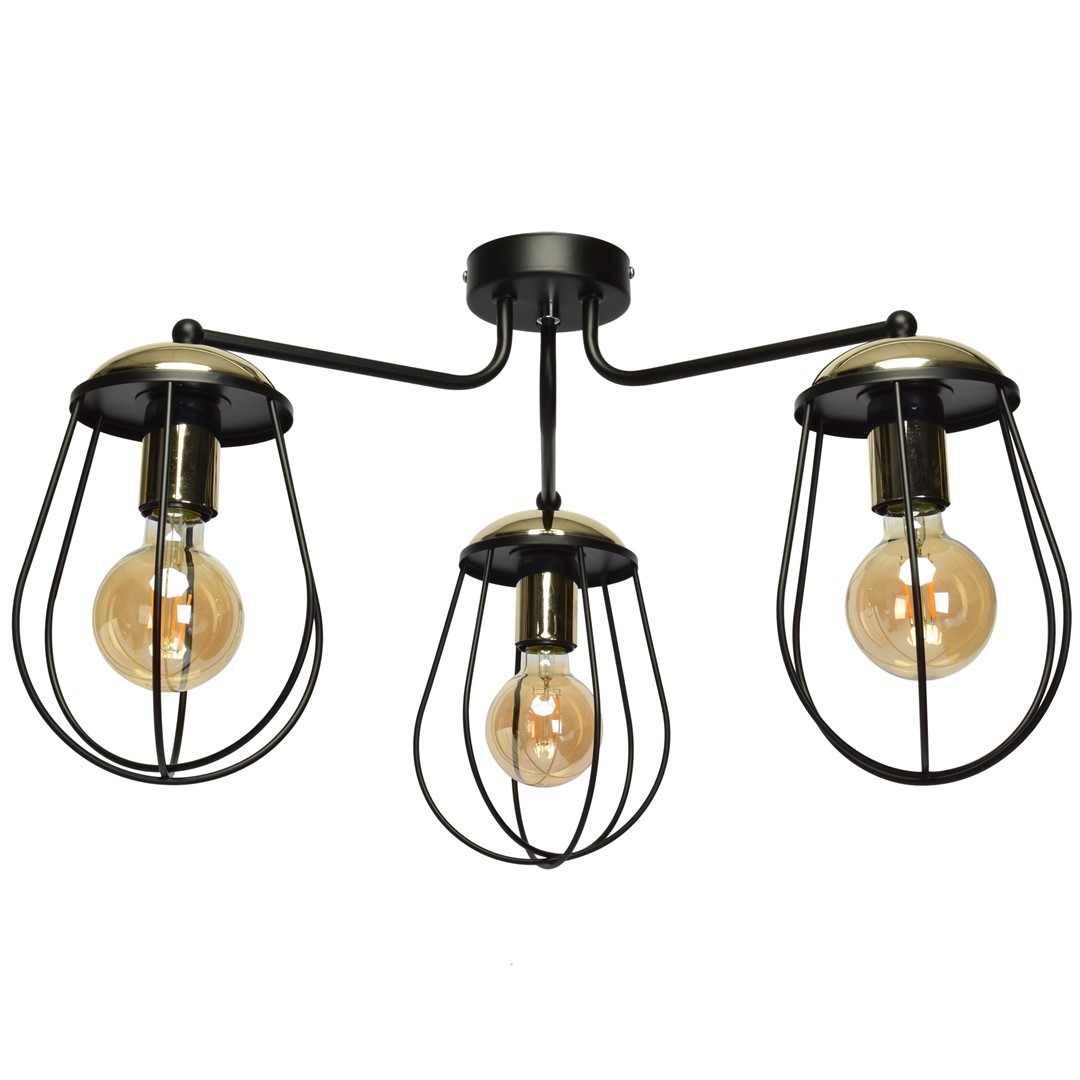 Lampa sufitowa OLIMP BLACK / GOLD 3xE27 60W