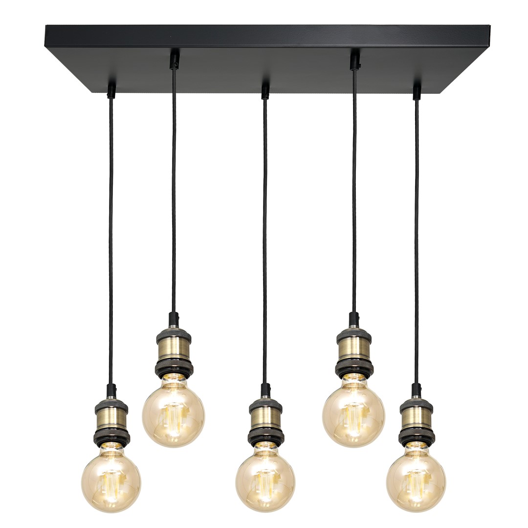 Lampa wisząca EDISON CZARNY/MOSIĄDZ 5xE27